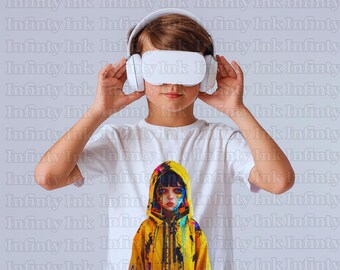 Anime Cyberpunk Girl Raincoat T-Shirt Design (SVG & PNG Digital Downloads)