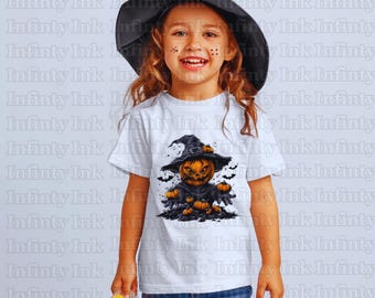 Scary Pumpkin Witch T-Shirt Design l Svg & Png Transparent Images l Digital Downloads
