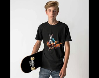 Skater Bunny T-Shirt Design l Svg & Png Transparent Images  l Digital Downloads