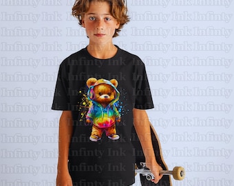 Teddy Bear Wearing Headphones T-Shirt Design l Svg & Png Transparent Images l Digital Downloads