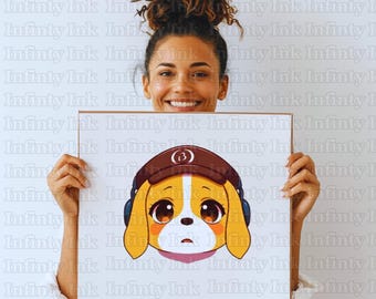 Puppy with Headphones l Svg & Png Transparent Images l Cartoon Style Digital Downloads