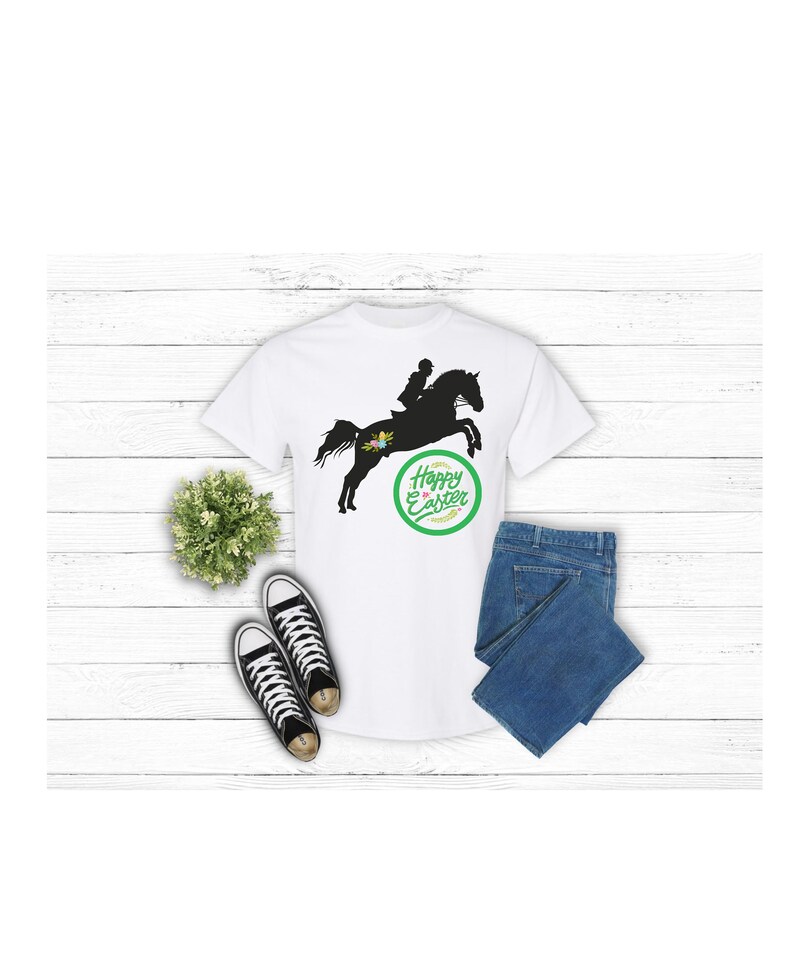 Horse Jumping Tshirt, Youth Horse Jumping shirt, Adult Horse Shirt, Easter Horse shirt, Fun Horse TShirt, Equestrian Horse Shirt, Easter image 2