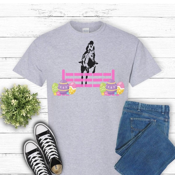 Horse Jumping Tshirt, Youth Horse Jumping shirt, Adult Horse Shirt, Easter Horse shirt, Fun Horse TShirt, Equestrian Horse Shirt, Easter