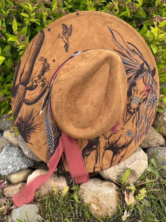 Custom Engraved War Horse Cowgirl Hat: Women's Western Concert Hat,