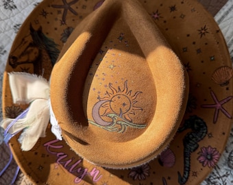 Gepersonaliseerde cowboyhoed, gegraveerd en handgeschilderd, gepersonaliseerde westernhoed