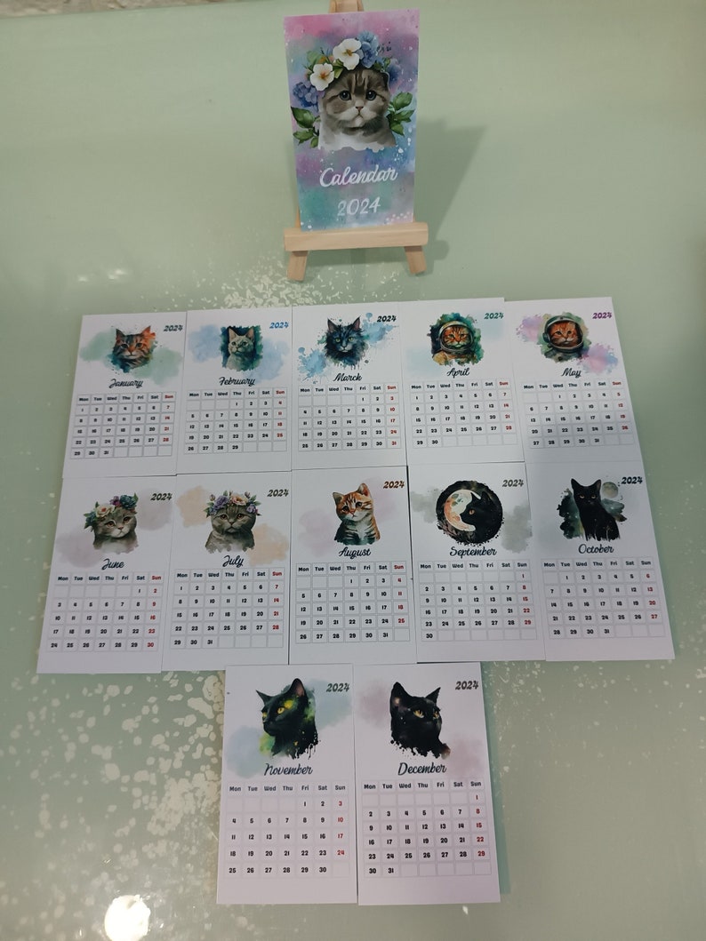 Cat Mini Desk Calendar 2024 desk Calendar Printable Calendar Travel cat-mini-desk-calendar-2024-desk-calendar-printable-calendar-travel