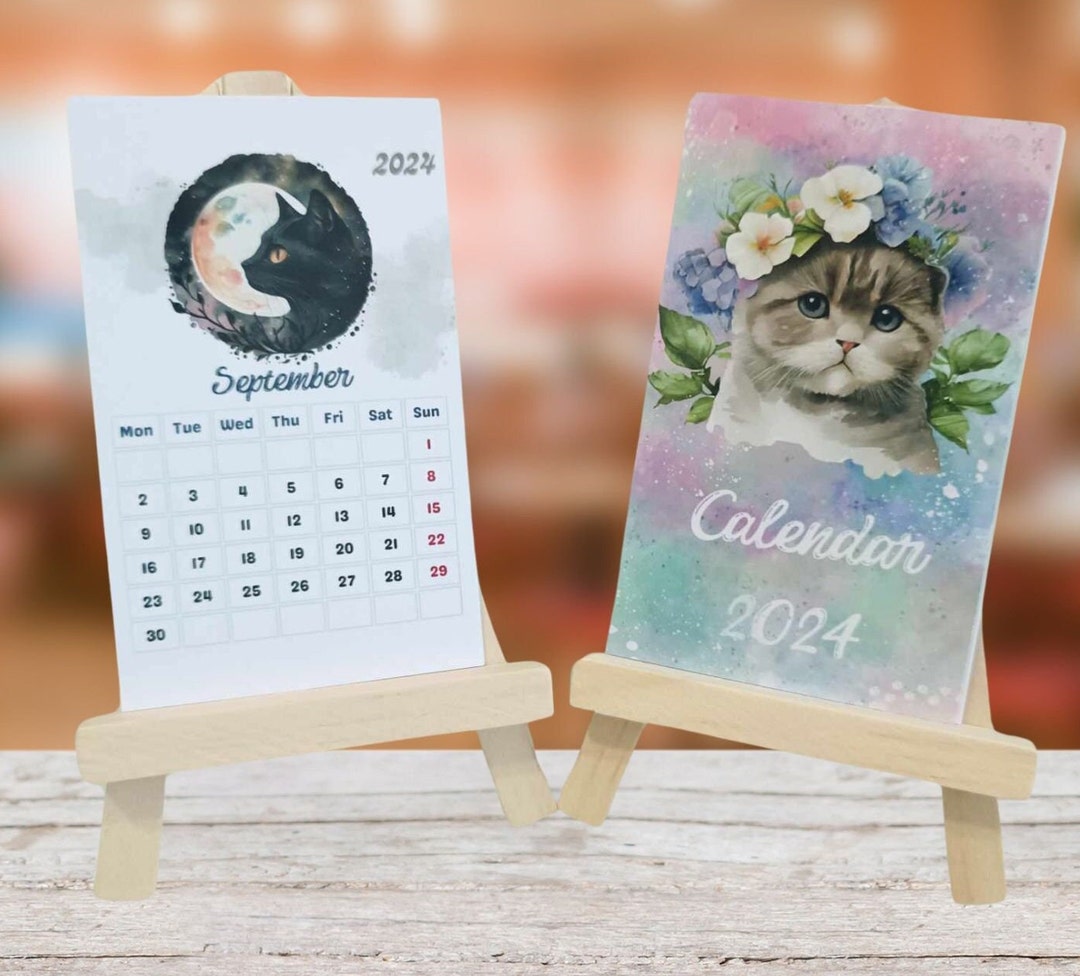 Cat Mini Desk Calendar 2024 desk Calendar Printable Calendar Travel cat-mini-desk-calendar-2024-desk-calendar-printable-calendar-travel