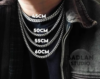 Handmade Sterling Silver Miami Cuban Link Chain: 45-60cm