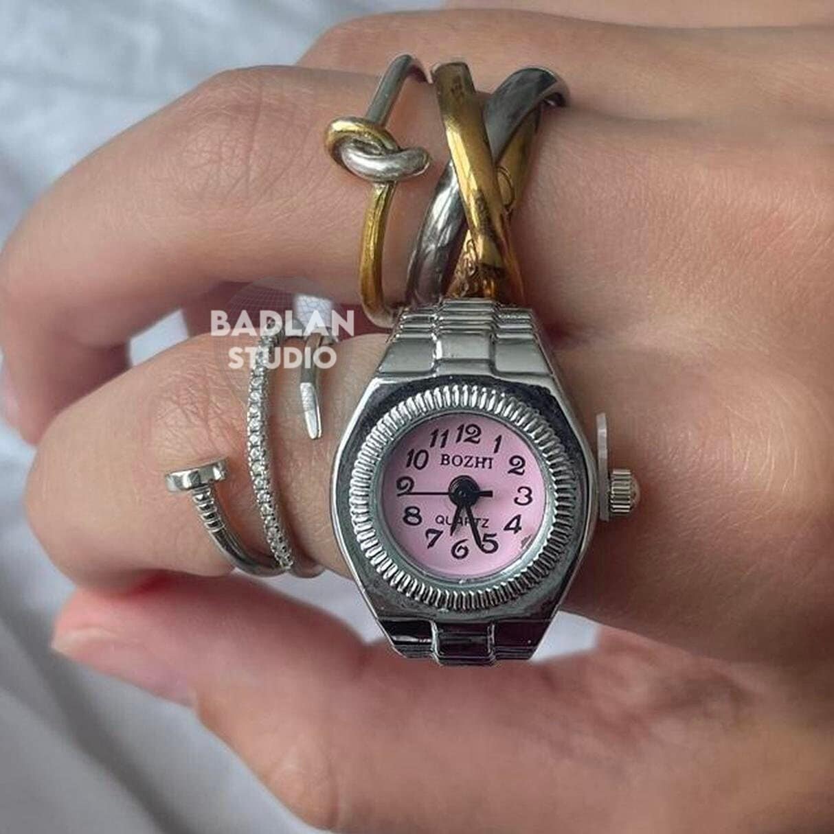 90s Vintage Ring Watch, Y2k Mini Watch Ring, Watch