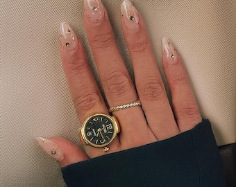Vintage Mini Ring Watch Clock: Adjustable Trendy Gift Ring