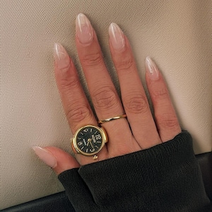 Vintage Mini Watch Ring: Adjustable Trendy Clock Ring