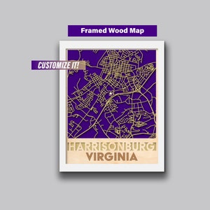 Harrisonburg Va Map Harrisonburg Virginia Wood Map Framed Harrisonburg Street Map Customize Madison Campus College Map