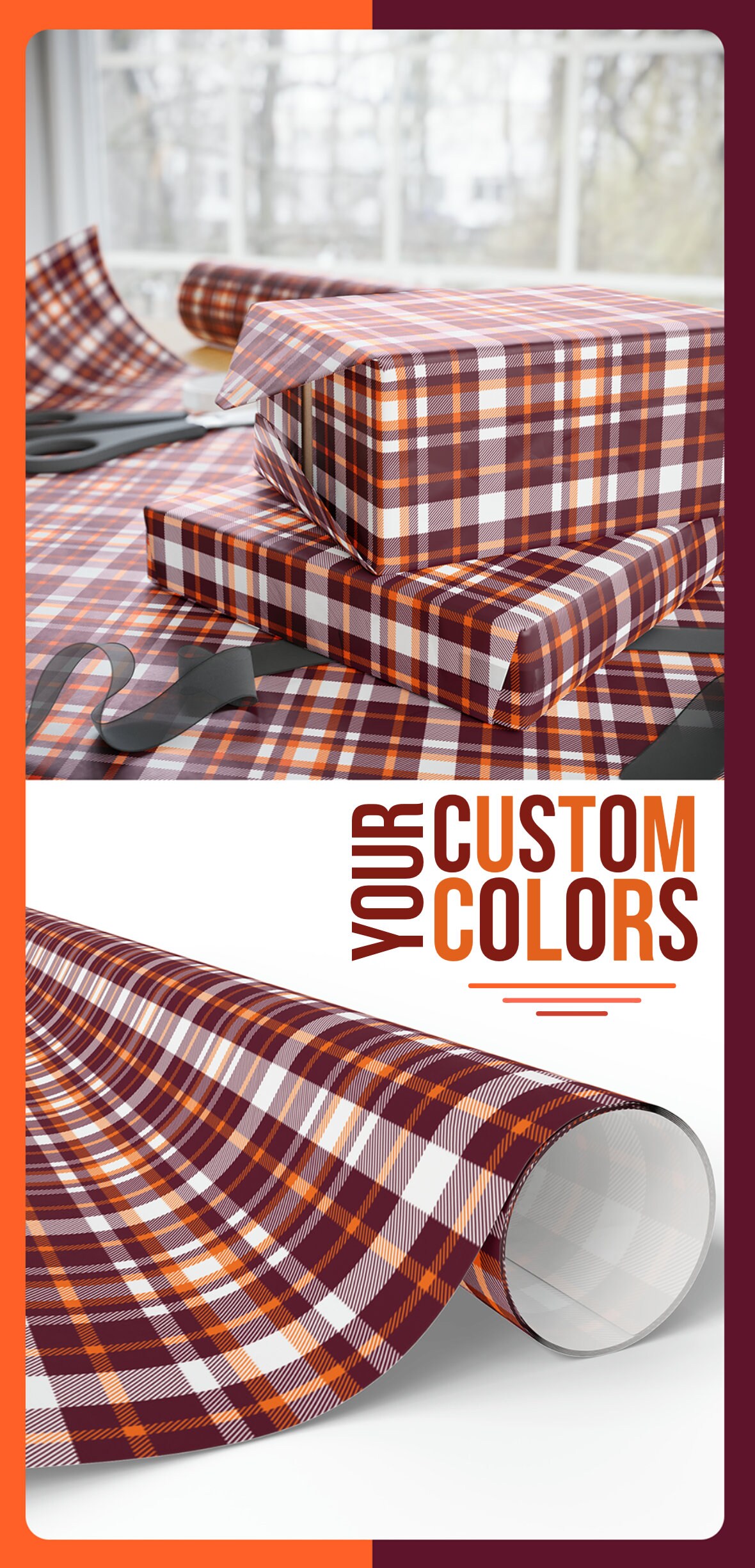 Present Paper Custom Color Gift Wrapping Paper for Graduation From College School Colors Gift Wrap ...