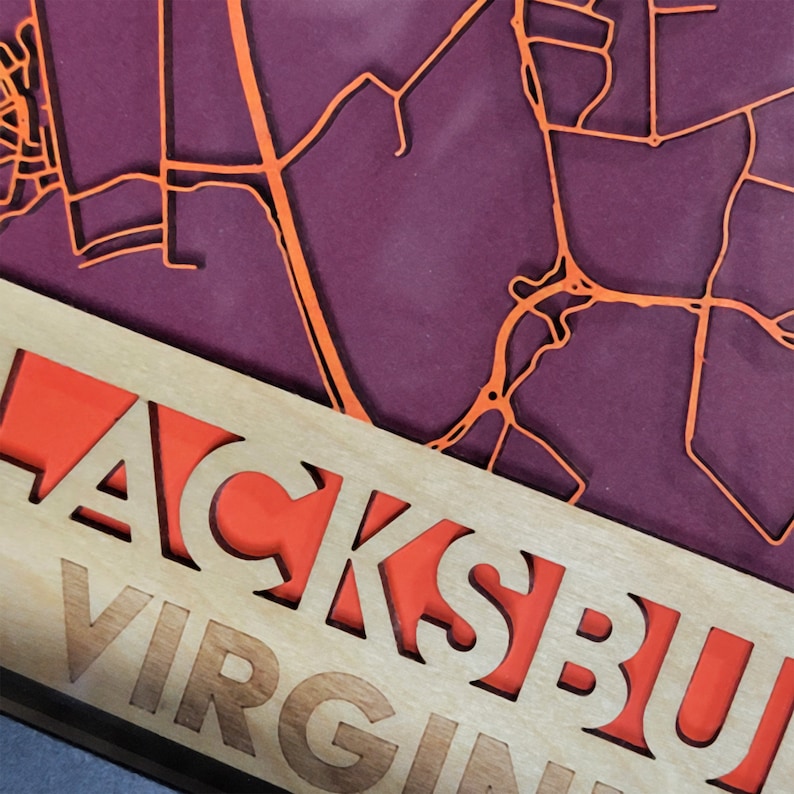 Blacksburg Va Map Blacksburg Virginia Wood Map Framed Blacksburg Street