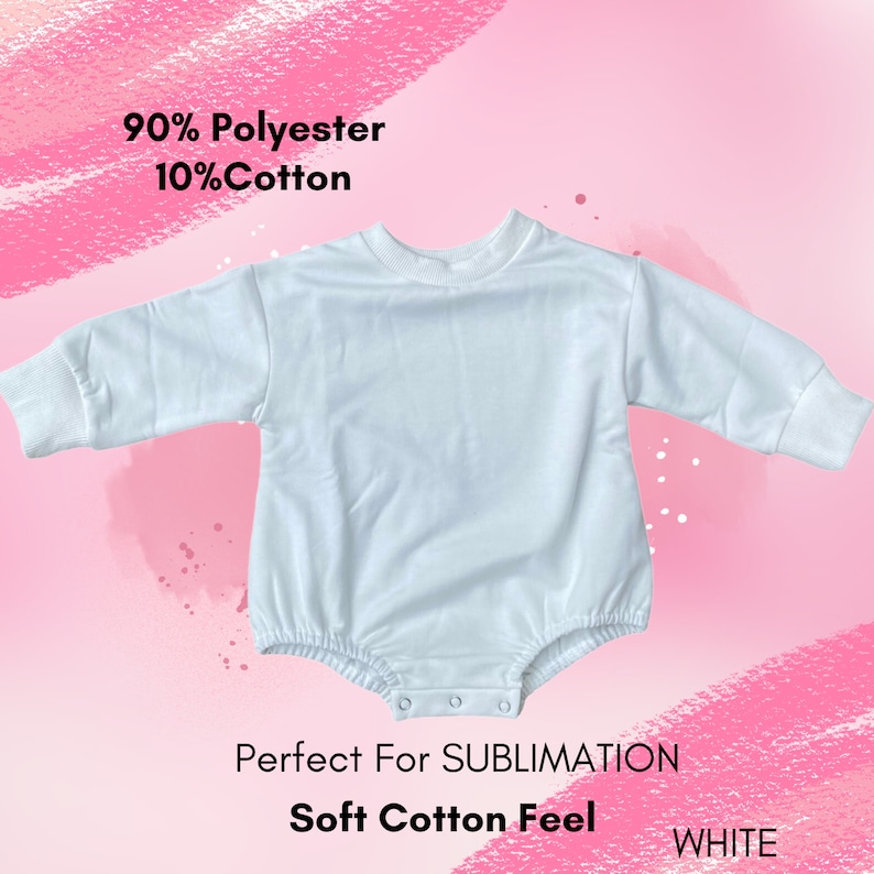 Blank Sublimation Baby Sweatshirt Romper, Infant Sublimation Sweatshirt