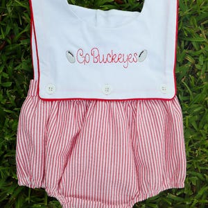 Ohio State Baby Onesie – Seersucker Personalized Bodysuit – Game Day Outfit – Baby Shower Gift – Embroidered College Baby Clothes