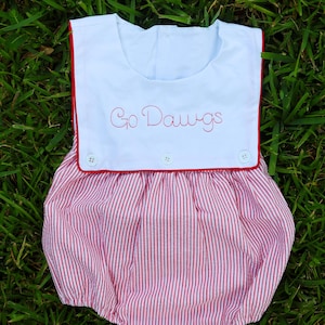 Personalized Seersucker Georgia Bulldogs Onesie: Embroidered Baby Game Day Outfit
