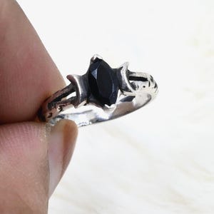 Black Onyx Celestial Ring Sterling Silver Gothic Moon Ring for Women 925 Oxidized Silver Gemstone Ring Handmade Witchy Jewelry Gift