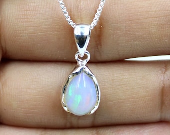 Multi Feuer Opal Edelstein Anhänger, Massiv 925 Anhänger, Natürlicher Opal Cabochon Anhänger, Feueropal Birne Anhänger, Handgemachter Anhänger