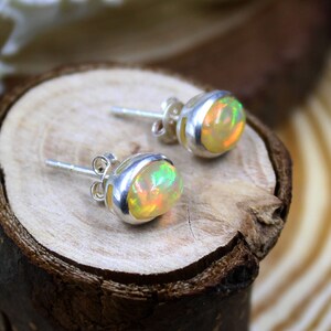 Ethiopian Opal Earring | Natural Opal Jewelry | 925 Sterling Silver | Gemstone Opal Earring | Multi Fire Opal Jewelry Earring | Christmas