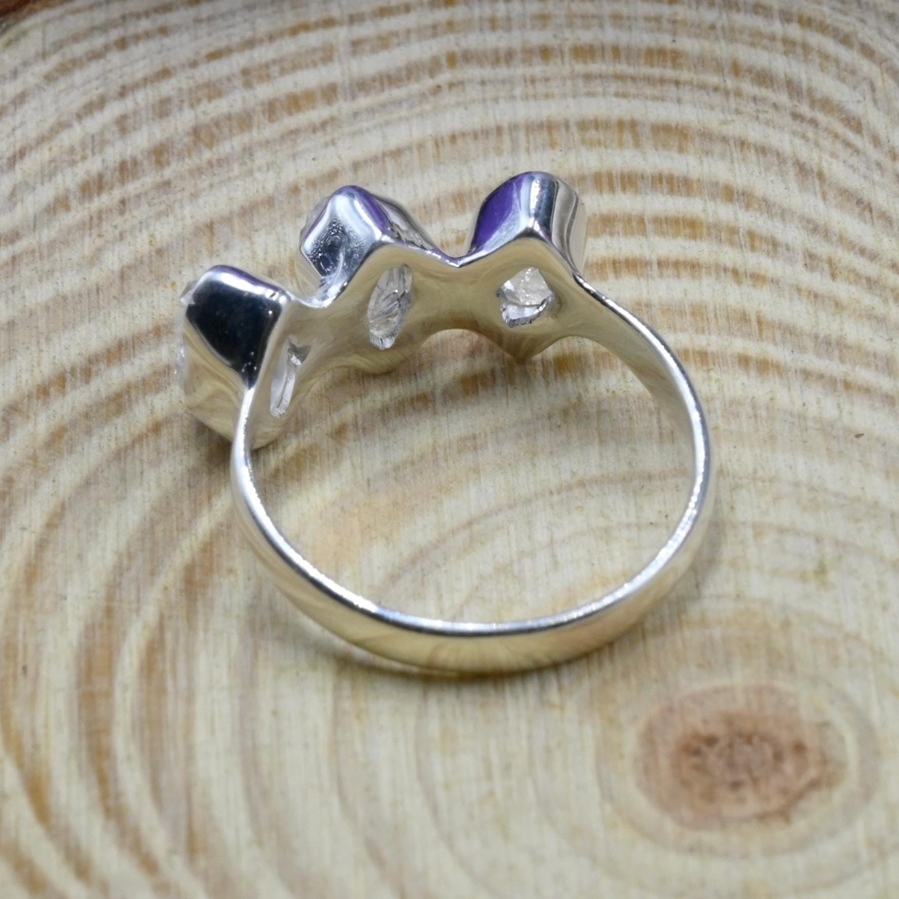 Herkimer Diamond Rough Gemstone Ring, Solid 925 Ring, Raw Herkimer