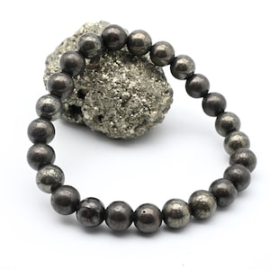 Braccialetto elastico in pirite dorata con pietre preziose, braccialetto curativo super potente, braccialetto fatto a mano, regalo per lui e per lei, braccialetti di perline, regalo di San Valentino