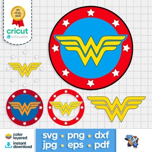 Wonder SuperWomen SVG Superhero PNG Comics Clipart Decal Sticker Super Girl Logo Silhouette Cricut Cut File Woman Hero DXF Instant Download