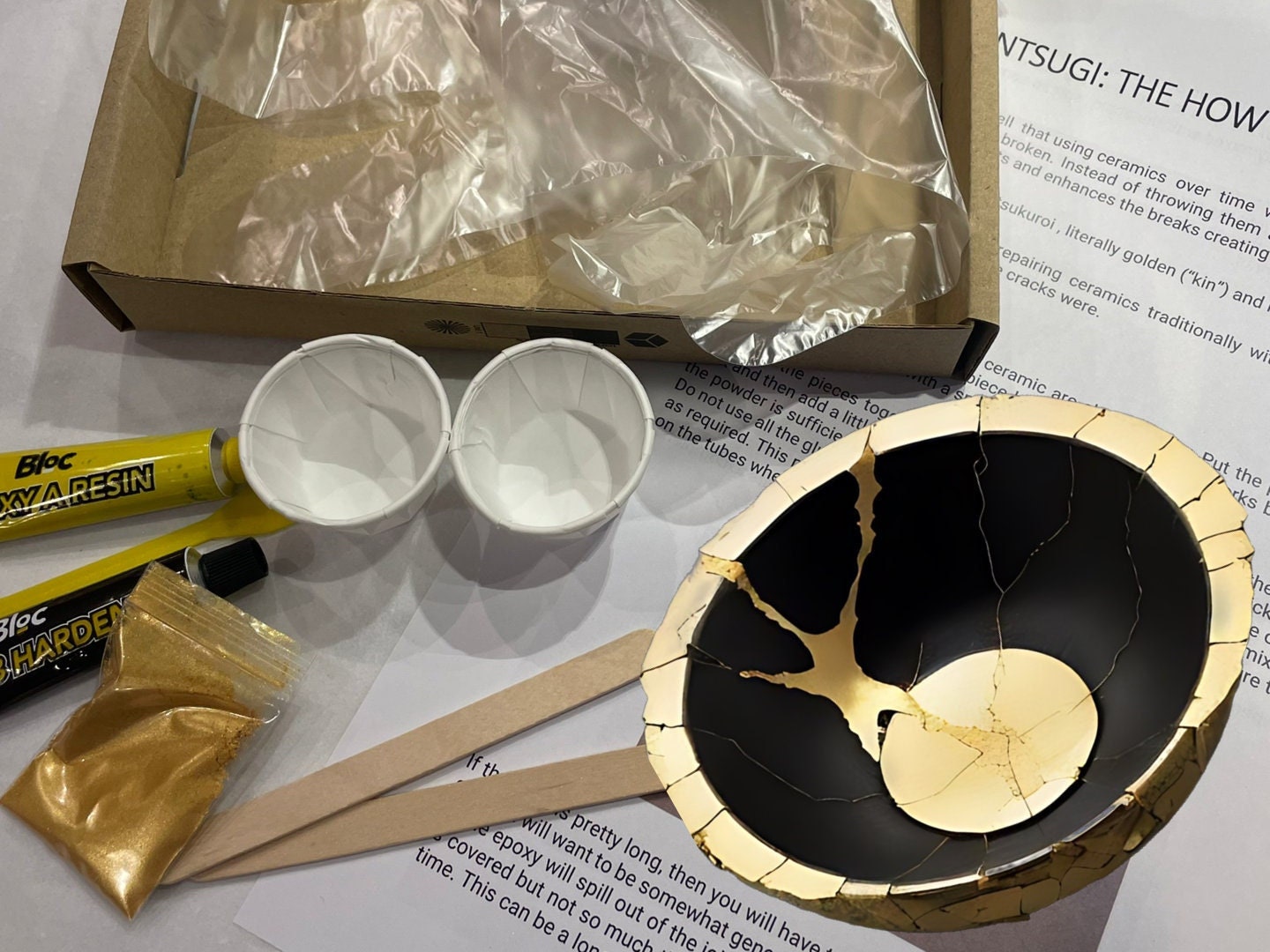 Kintsugi Repair With Gold Craft Set for Broken Pottery Make Your Own