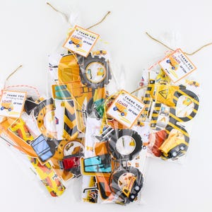 Construction Party Favor Bags | Pre-assembled bag includes 5 unique gifts | Truck Birthday | Construction Class Handouts For Kids