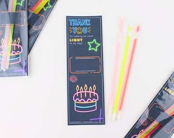 Birthday Glow Stick Favors – Neon Glow in the Dark Party Handout, Set of 5