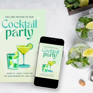 Invito modificabile per cocktail o drink party o qualsiasi occasione/celebrazione speciale, stampa o testo, modello Canva, download istantaneo #CP