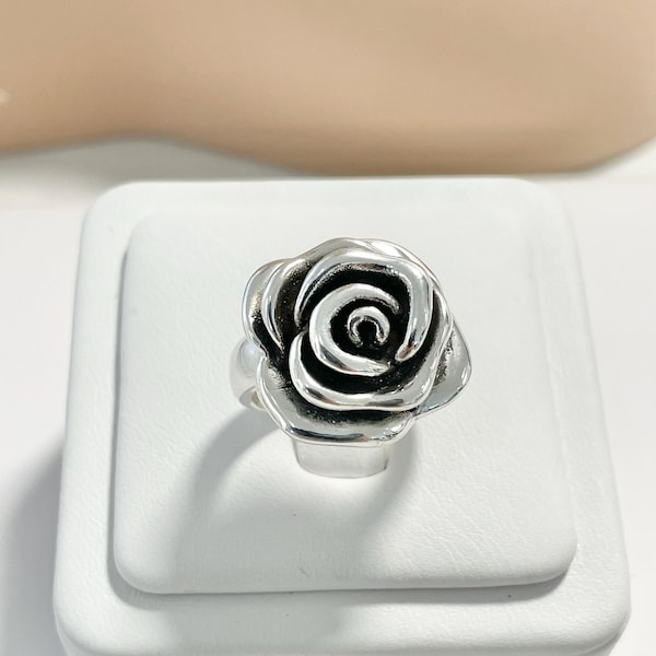 Sterling Silver 925 Rose Flower Hollow Lightweight Ring