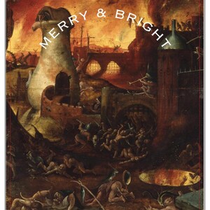 Carte de vœux « Joyeux et lumineux » Noël sombre - Cartes de Noël gothiques - gothique, Jérôme Bosch, enfer, sarcastique - fichier numérique