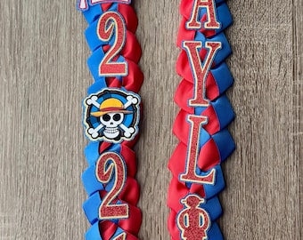 One Piece Inspired Graduation Lei – Custom Anime Ribbon, Class of 2026 Gift