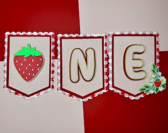Banner kinderstoel eerste verjaardag aardbei | Berry Sweet ONE-decor