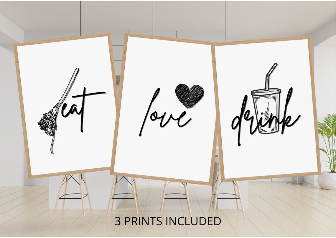 3 Set Modern Kitchen Printable Design Digital Printing - Etsy