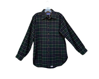 Pendleton Vintage Country Traditionals Men’s Plaid Tartan Wool Shirt Blue Green Medium