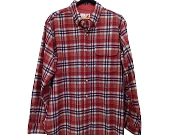 Vintage Pendleton Lobo 1970’s Button Down Men’s Wool Plaid Shirt size Large
