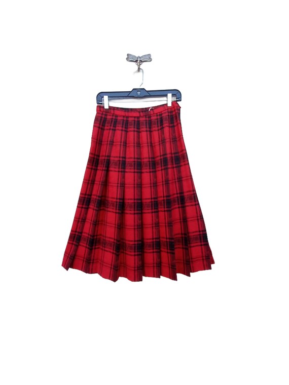 Vintage 80’s Pendleton Pleated Wool Skirt Red and 