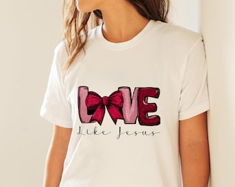 Love Like Jesus Valentine PNG : Noeud coquette, design rétro (téléchargement numérique)