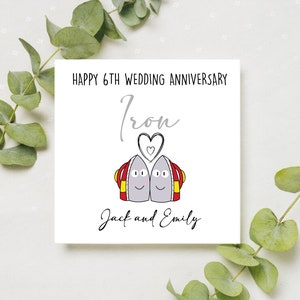 6周年記念カード、アイアン記念日、パーソナライズされたカード、6周年結婚記念日、記念日カード、アイアン、結婚記念日カード