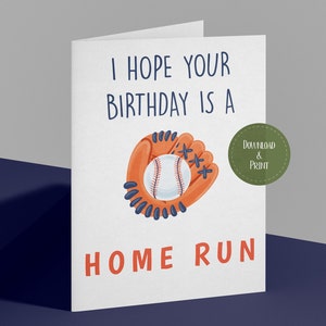 Digital Birthday Card PNG & PDF | Printable Baseball Themed Card | Gift for Baseball Lovers |  Baseball Players | Sport Card for Him | Boy