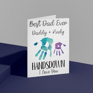 Personalized Father&#39;s Day Card: Handprint Design (PDF & PNG)