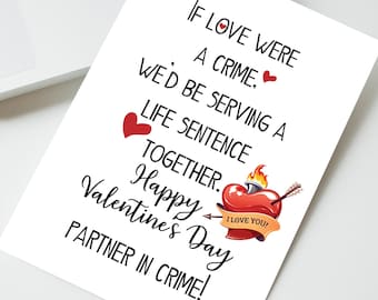Partner in crime Printable valentines card| digital card Instant download | card for him/her | Card for Spouse | love card Instant download