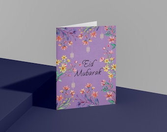Floral Flieder Eid Mubarak Karte (Digitaler Download)