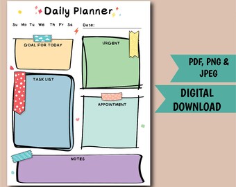 Daily Planner Printable | Simple Organizer (Digital Download A4 Size)