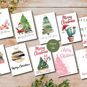 Watercolor Christmas Card Set: Holiday Wreath & Tree Designs (Digital Download)