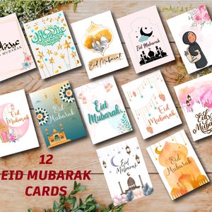 Eid Karten 12er Pack | Eid Mubarak Karten Bündel | Grußkarten für Eid | Große Eid Karten | Moderne Eid Karte | Eid Wunsch-Karte| 18cmx18cm
