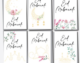 Afdrukbare Eid Mubarak-kaarten, islamitische wenskaarten digitale download, islamitische geschenken, minimalistische islamitische Eid Mubarak digitale kaarten PDF, png