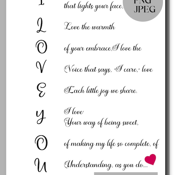 I Love You valentines card design|  I LOVE YOU card and A4 Digital print | valentine card for him/her, valentine card for spouse